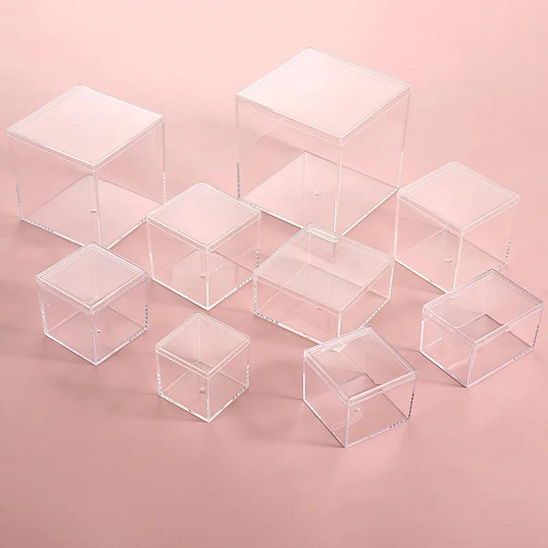 12 PCS Transparent Acrylic Boxes With Cover Plastic Organizer Gift Packing Box Food Candy Storage Container For Home  Display