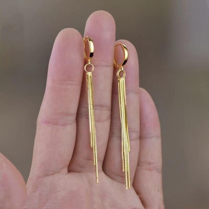 

Корейские люксовые каффы: Универсальные, стройнящие серьги с кисточками для женщин золотой