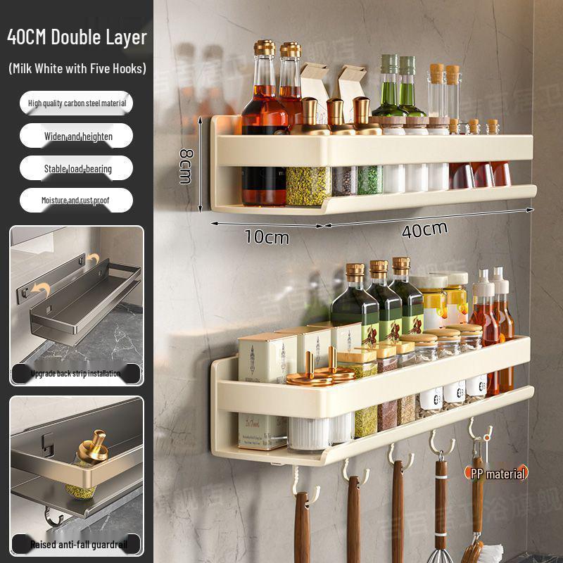 Portaspezie da Parete Color Antracite - Scaffali da Cucina Senza Foratura