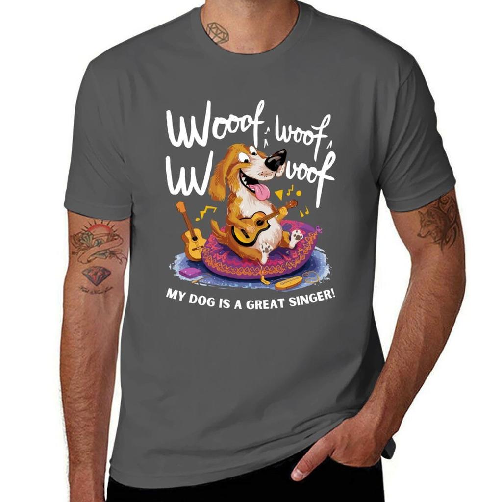 Dog Singing Woof Woof Tshirt Plus Size All Match Tee Shirt