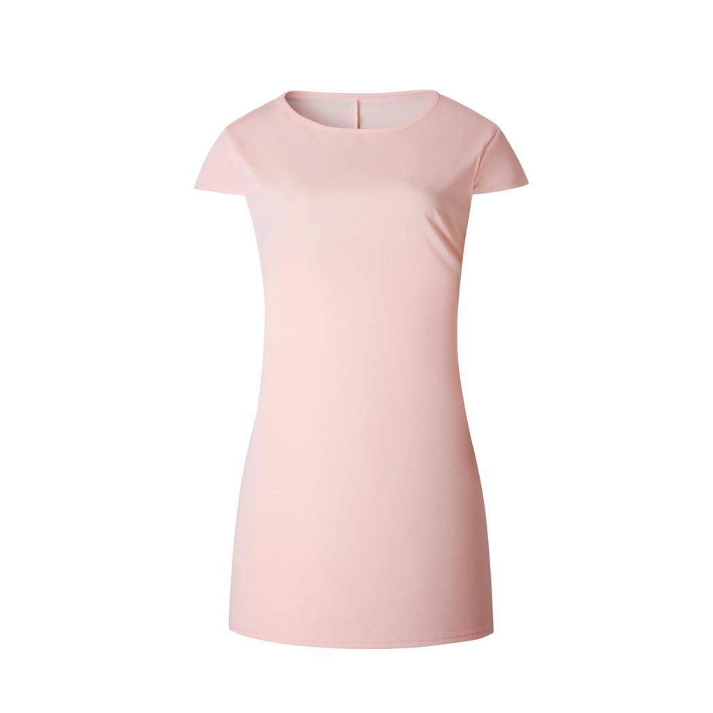 Stijlvolle Casual Jurk met Korte Mouwen, Ronde Hals en A-lijn Pasvorm in Vier Trendy Kleuren voor Jonge Vrouwen