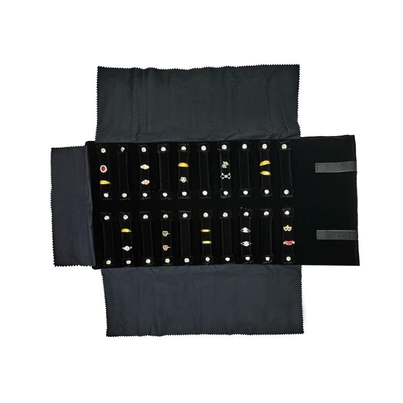High Quality Black Velvet Jewelry Storage Roll Ring Necklace Pendant Earrings Watch Storage Roll Jewelry Storage Display Props