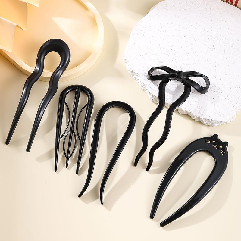 U-förmige Haargabel Mode Schildpatt Acetat Acryl Haarnadel Geometrischer Kopfschmuck Haarstäbe Frauen Mädchen Haaraccessoires