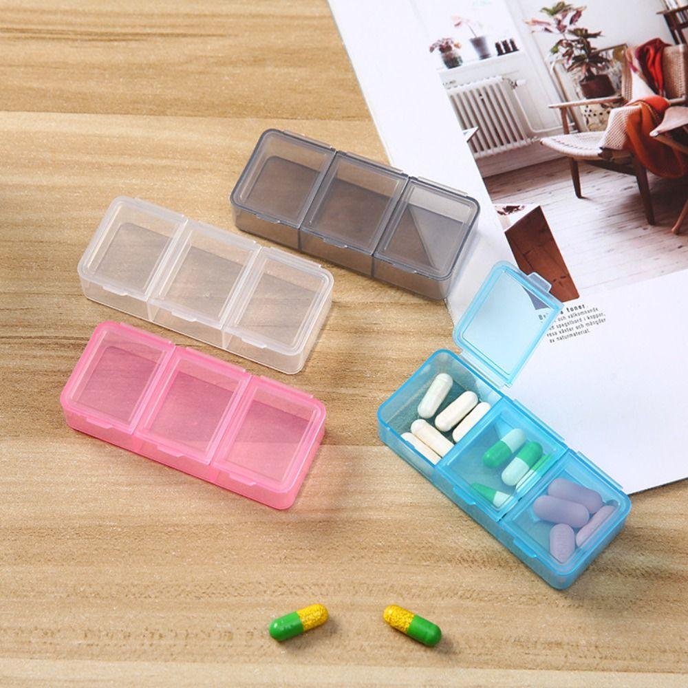Portable 3Grids Pill Case Plastic Pill Storage Box Holder Organizer Medicine Box  Evening