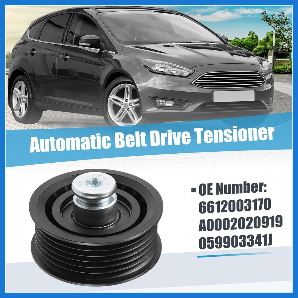 Drive Belt Tensioner Assembly Accessory Idler Pulley No.6612003170/A0002020919/059903341J for Jeep Grand Cherokee 2014-2019 Black Metal Auto