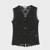 Women's Chinese-Style V-Neck Lace Sleeveless Slim Fit Top
