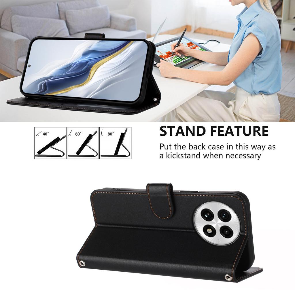 For OnePlus 13 Leather Case Wallet Stand Phone Cover with Wrist Strap