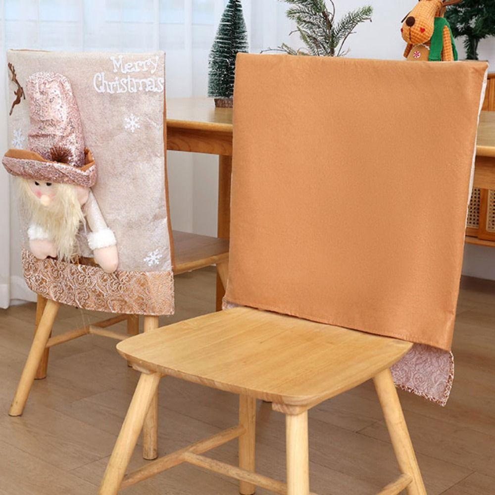 Simple Cartoon Christmas Chair Cover Stretch Soft Xmas Dinner Chair Seat Cover Glitter Removable Seat Protector Home Decoration