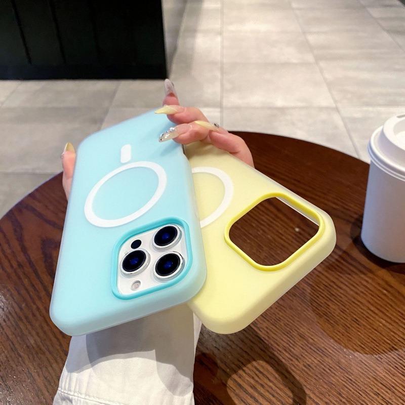 Luxury Candy Color 2 IN1 Case for iPhone 17 16 15 14 Plus 13 12 Pro Max 11 for Magsafe Magnetic Wireless Charge Matte Soft Cover