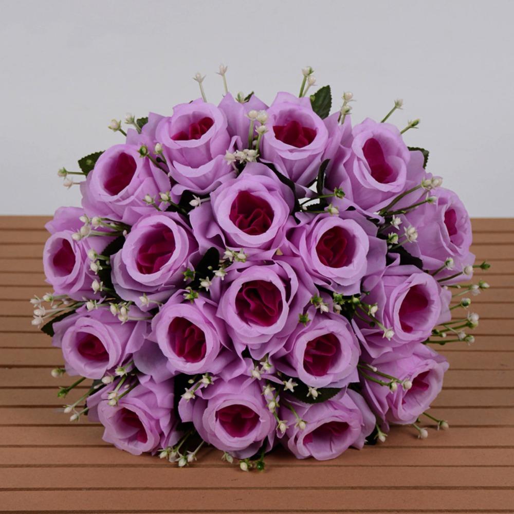 

10 Colors Valentine s Day Flowers Mini Natural Simulated Rose Home Decorative светло-фиолетовый