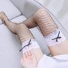 Süße Schleife Spitzenoberteil Oberschenkel hohe Strümpfe elastische Frauen aushöhlen Netz über dem Knie Bowknot Anime Cosplay Strumpfwaren Sexy Dessous