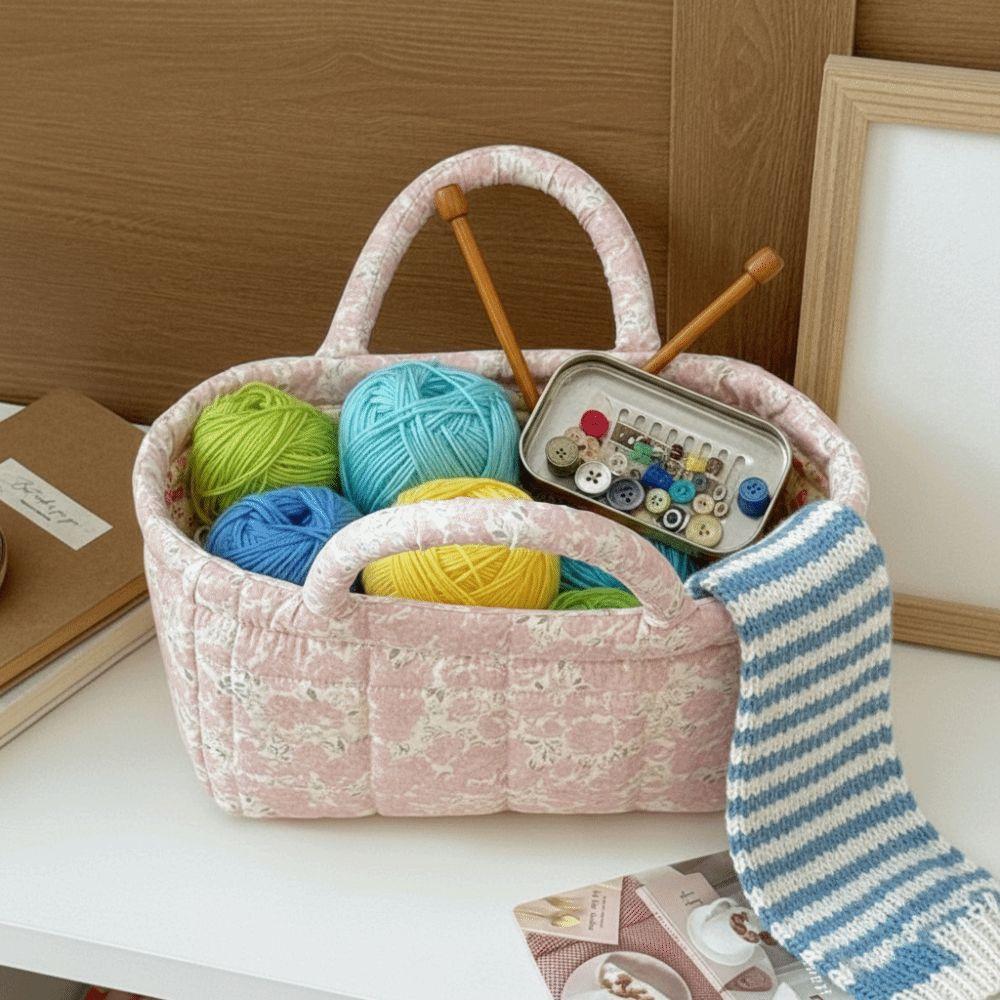 Open Top Quilted Storage Basket Quilted Laundry Basket With Handles  Desktop Organization