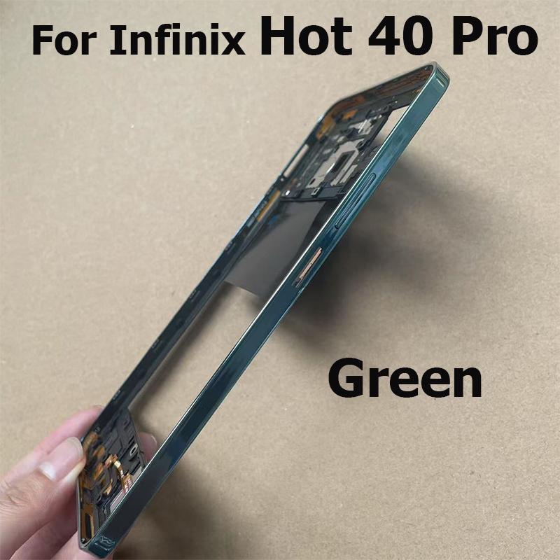 For Infinix Hot 40 Pro Middle Frame Front Bezel Faceplate Frame With Side Button Repair Spare Parts