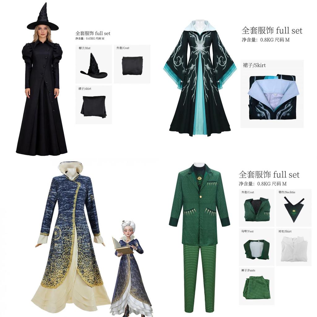Wicked Elphaba Witch Costume Set For Cosplay Fantasy Role Play