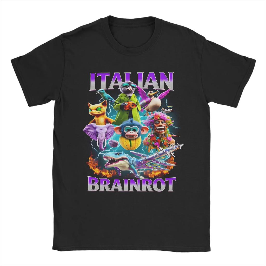 Tralalala Tralala Brainrot Mode Maximum T Shirt Beach Hipster TShirts Men Cotton Breathable Oversized Clothes Short Sleeve