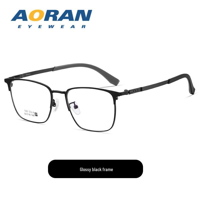 

Мужские модные ультралегкие полуободковые оправы для очков от близорукости из чистого титана - Готовы для рецептурных линз, линия бровей.