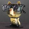 Iron Art Cat Storage Rack Painted Animal Display Shelf Funny Cat Glasses Frame  Office