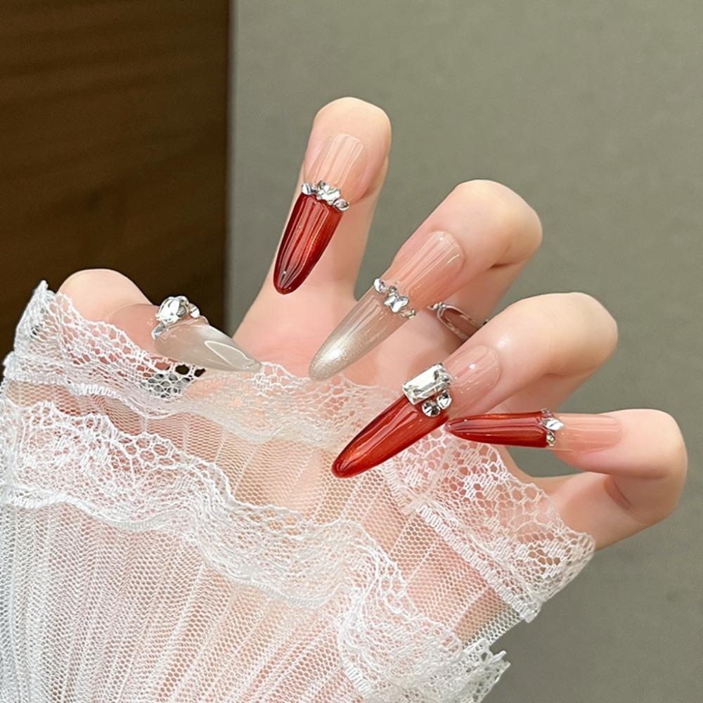 2026 New Year's Wear Nail Lion Nail Art Pure Handmade Cat's Eye Nail Art Handmade Fake Nail Patch Removable