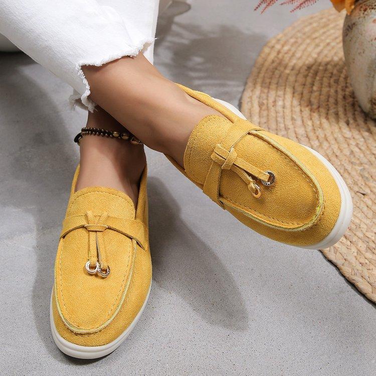 Women Loafers Slip On Ladies Flats Shoes  Spring Autumn Casual Flat Shoes Leather Cashmere Single Shoes