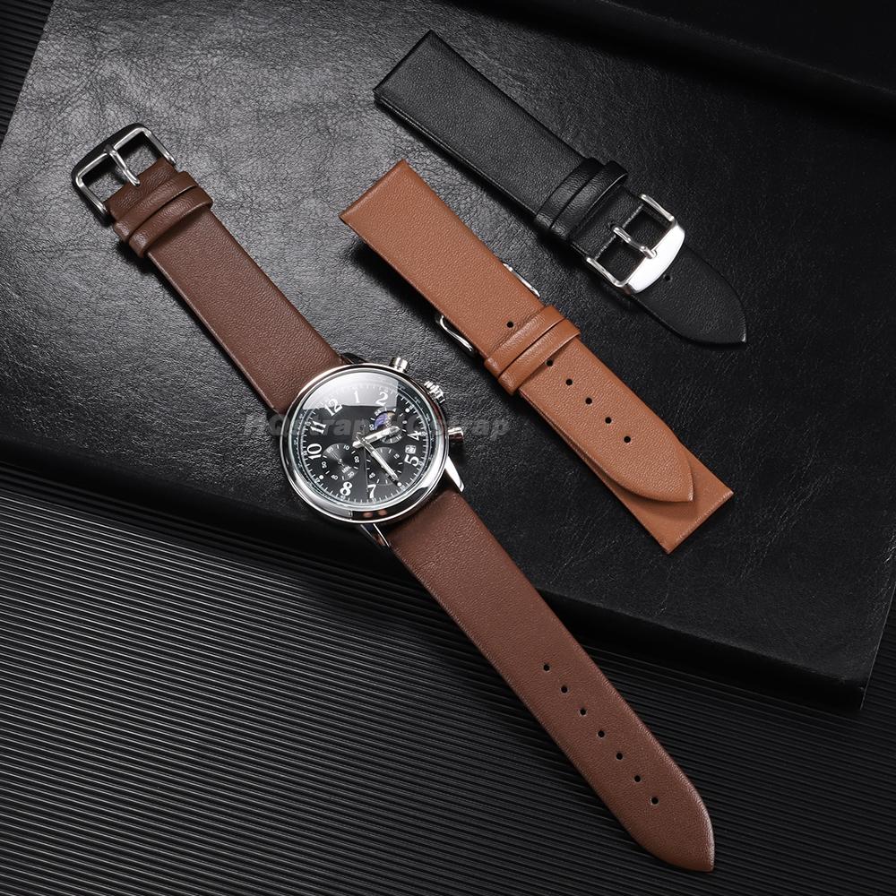12mm 14mm Ultra-dünnes Leder Uhrenarmband Universelles Weiches Uhrenband 16mm 18mm 19mm 20mm 21mm 22mm Damen Herren Ersatzarmband