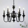 French Retro Mid-Century Black Chandeliers for Bedroom, Living Room, or Restaurant