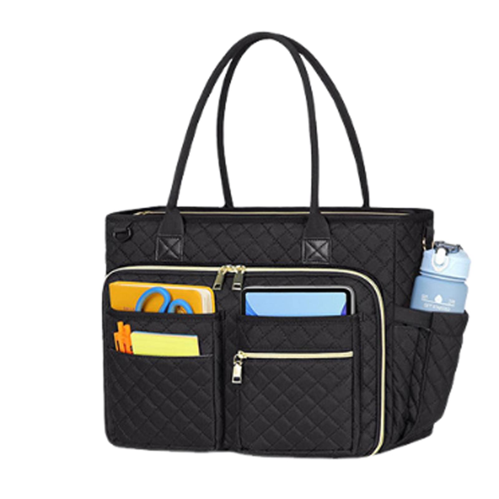 

Fashionable Work Bag Teacher s Bag Large - Laptop Handbag with Multiple Black Bag Insulated with Inde Women cm) чорний