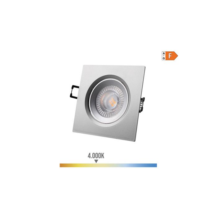 Innfelt LED downlight - EDM - 31634 - 5W 380 lumen - 4000K - firkantet kromramme