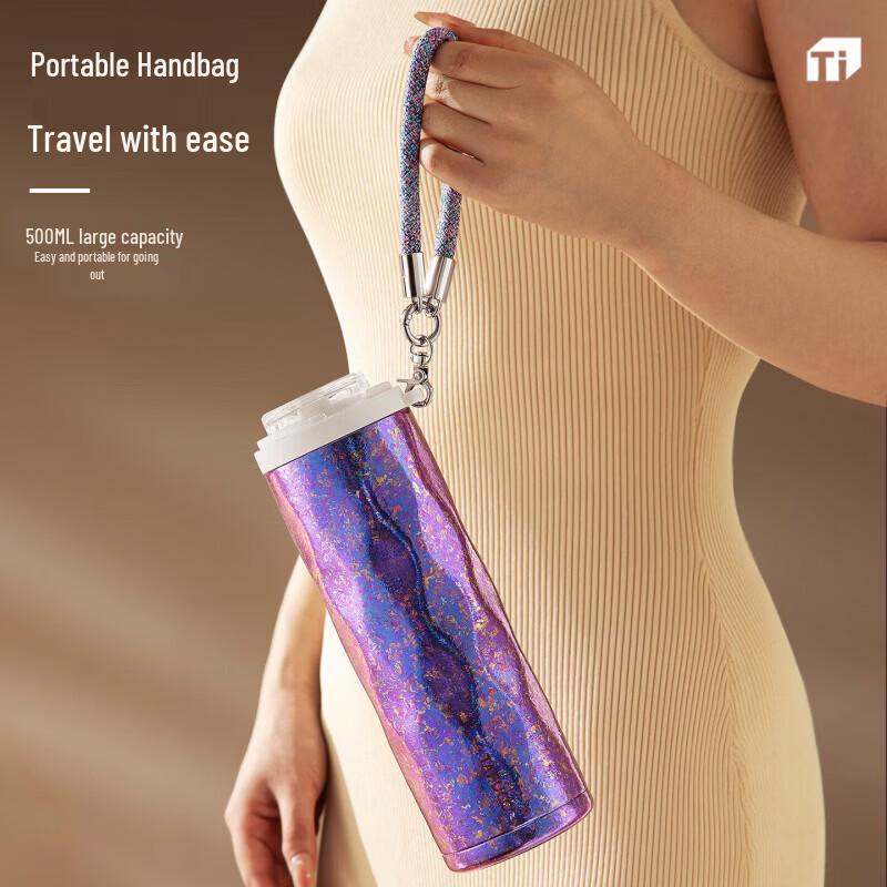 TAFUCO T6047 Pure Titanium 500ml Dual-Drink Thermos Mug