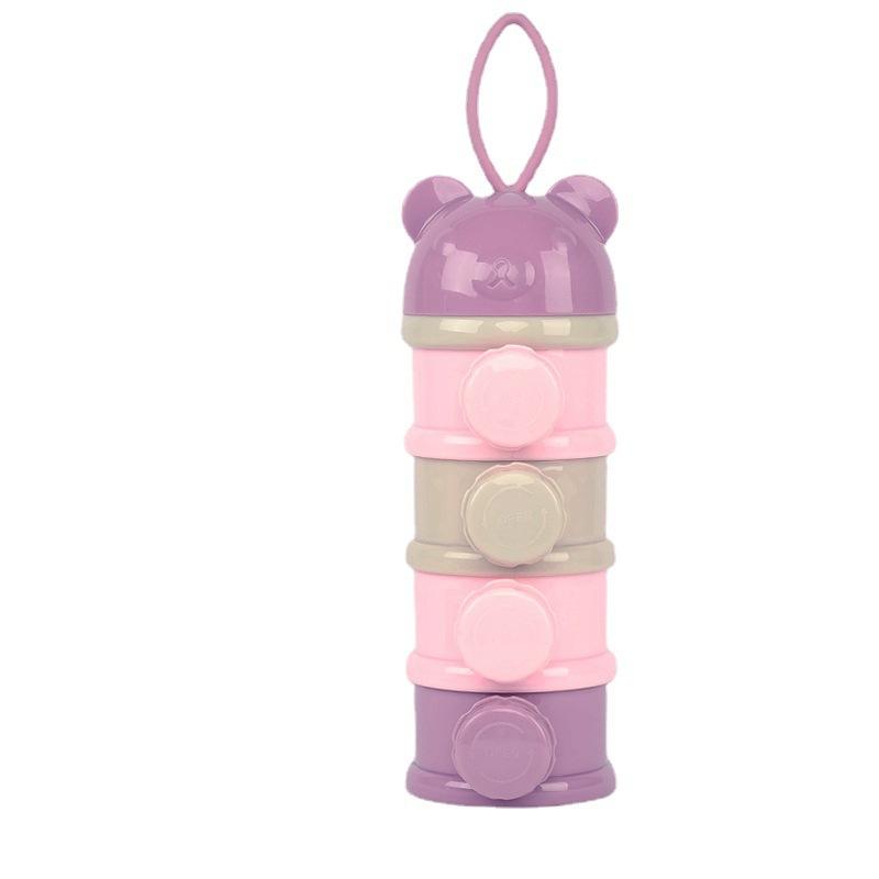 

4-layer bear style portable infant formula container, infant formula dispenser, stackable food storage box, portable snack box фіолетовий