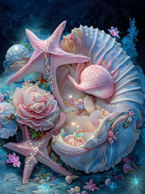 Fantasy Romance Beach Diamond Painting Kits Shell Conch Scenery Diy Diamond Art Embroidery Mosaic Cross Stitch Home Decor S420