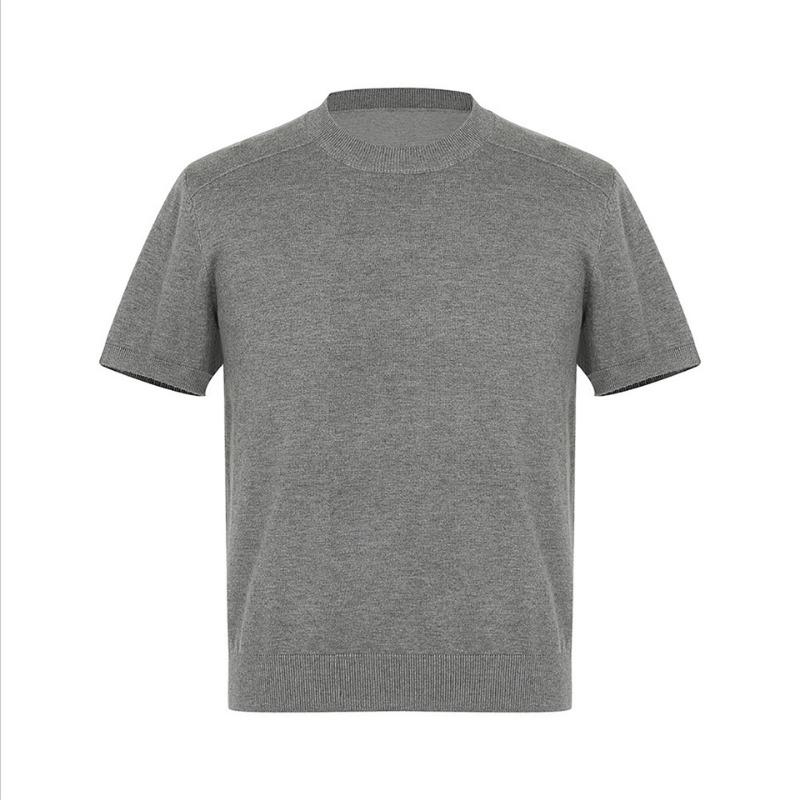 Men S Gray Crew Neck Knit Short Sleeve T Shirt M серый
