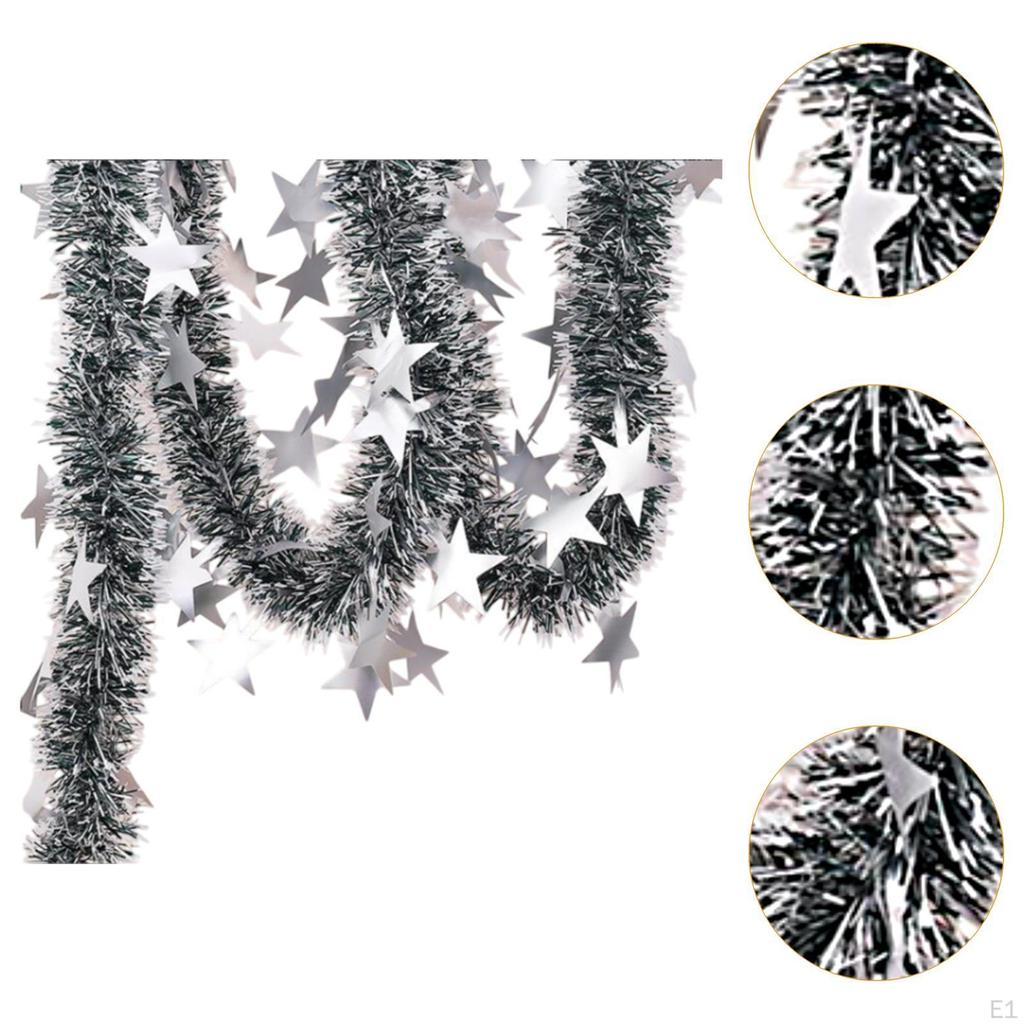 Stars Christmas Tinsel Garland Holiday Hanging Ornament for Home Tree