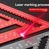 [Precision Ruler] Precision 12-Inch Red Aluminum Alloy Triangle Ruler| Durable Metal Construction, Angle Finder and Metric Scale