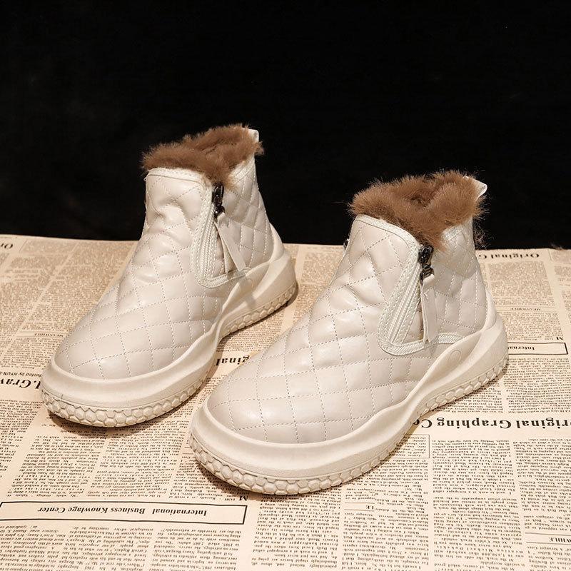 Women's Large Size Soft Sole Winter Warm Fur One Snow Boots Padded Lined Ankle Boots Non-slip Hiking Sports Cotton Boots