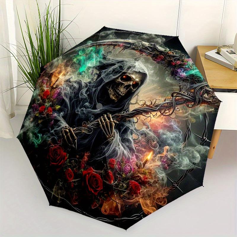 

1pc Gothic Reaper with Barbed Wire Halo Umbrella with Plastic Handle,Suitable for All Seasons Home Travel Outdoor UmbrellaB1797