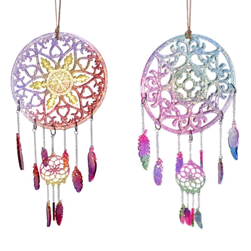 Dream Catcher Silicone Molds Epoxy Resin Casting Feather Pendant for Wall Hanging Decor Bedroom Living Room Art Craft