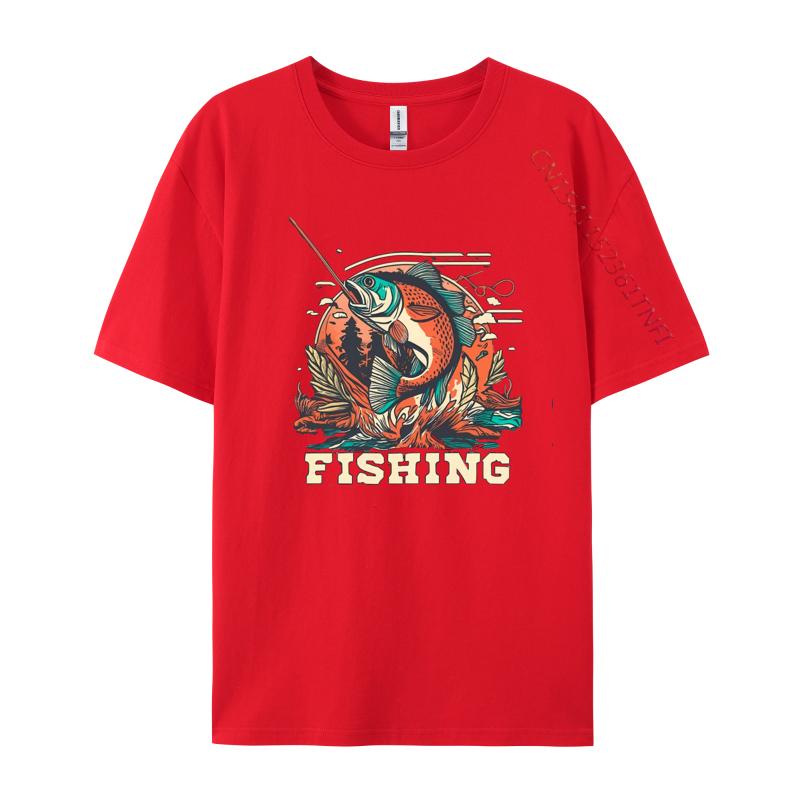 Fishing TShirt NEW YEAR DAY All Cotton Tops Tees Printed Tshirts Cheap Tshirts Oversized T Shirt Men