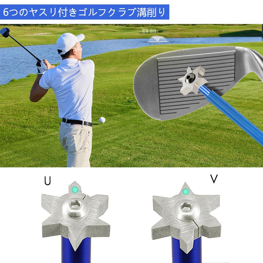 Aroidful Sada na čištění golfových holí, Kartáč na golfové hole, Ostřič drážek žehliček, Ostřič drážek wedge, Kartáč na žehličky, Péče o golfové hole, Údržbové potřeby,
