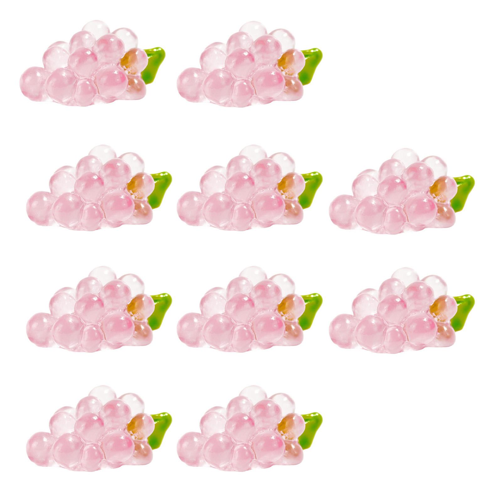 10Pieces Glowing Grapes Fruit Figurine Resin Grapes Beads for Jewelry Making Craft Project Glowing Grapes Miniatures 1