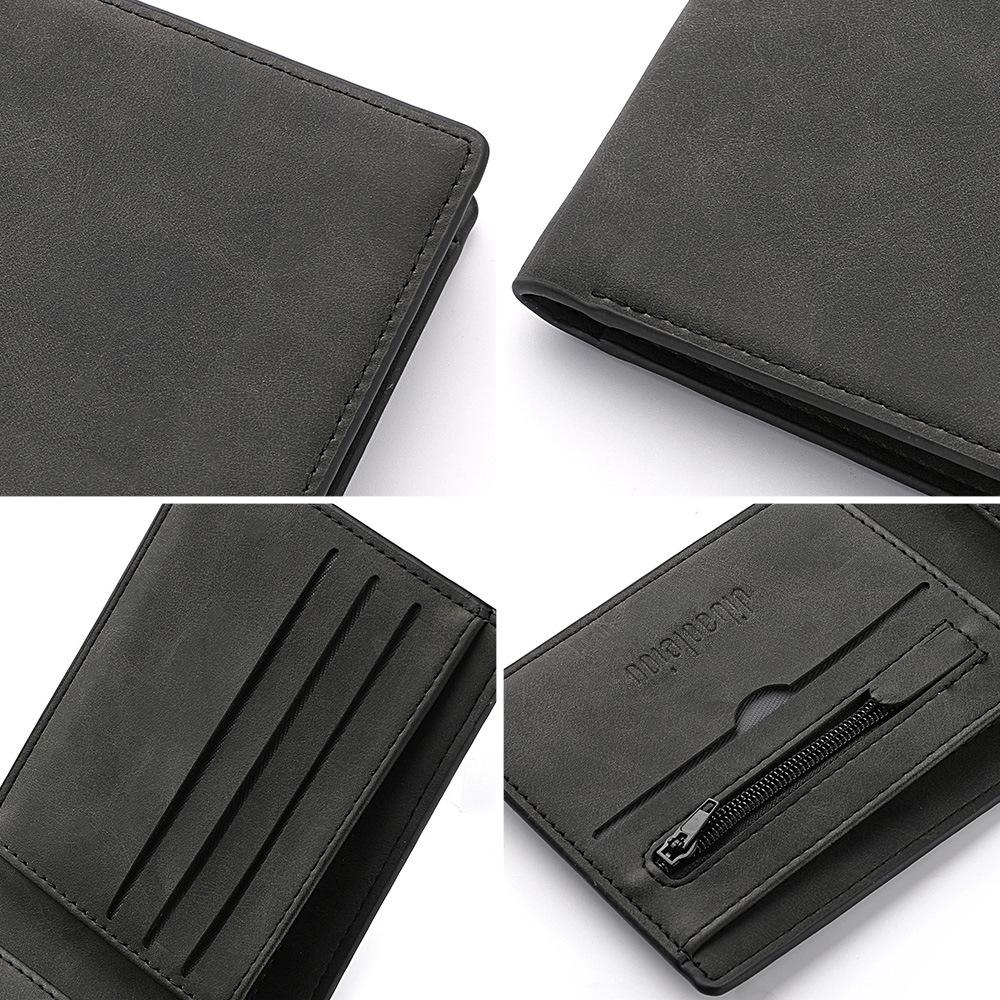 2023 Men's Genuine Leather Slim Zipper Wallet – Vintage Soft Short Coin Purse