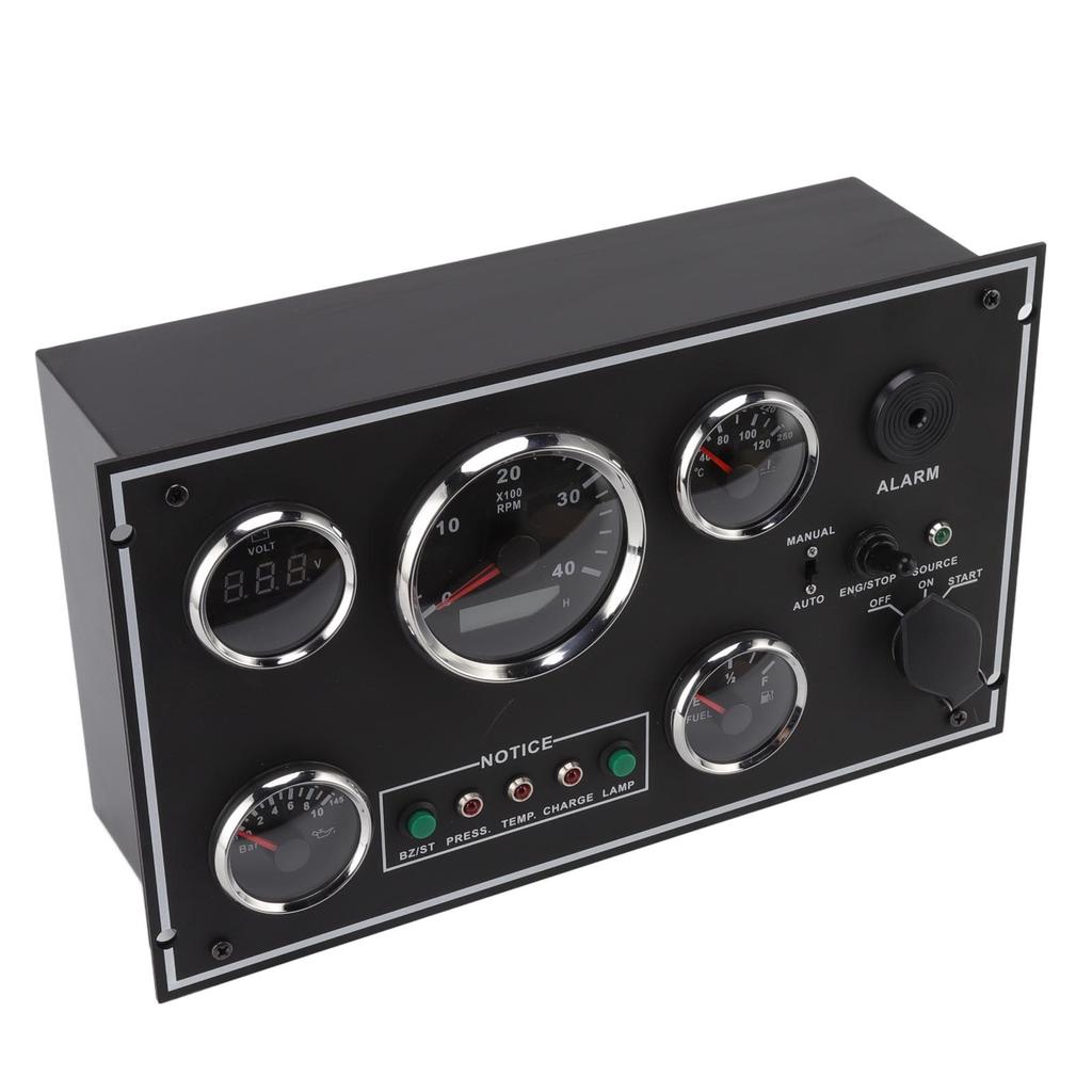 Tachometer Water Temp Meter Voltmeter Oil Pressure Oil Level Gauge Multifunction Panel with Ignition Key for RV Boat