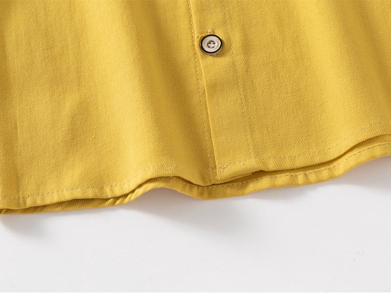 2025 Boys' Double-Pocket Long-Sleeve Square-Collar Shirt