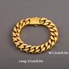One Piece of Stylish Business 13mm Wide Titanium 316L Stainless Steel Golden-Plated Thickened Polished Miami Bracelet for Men's Party Gift