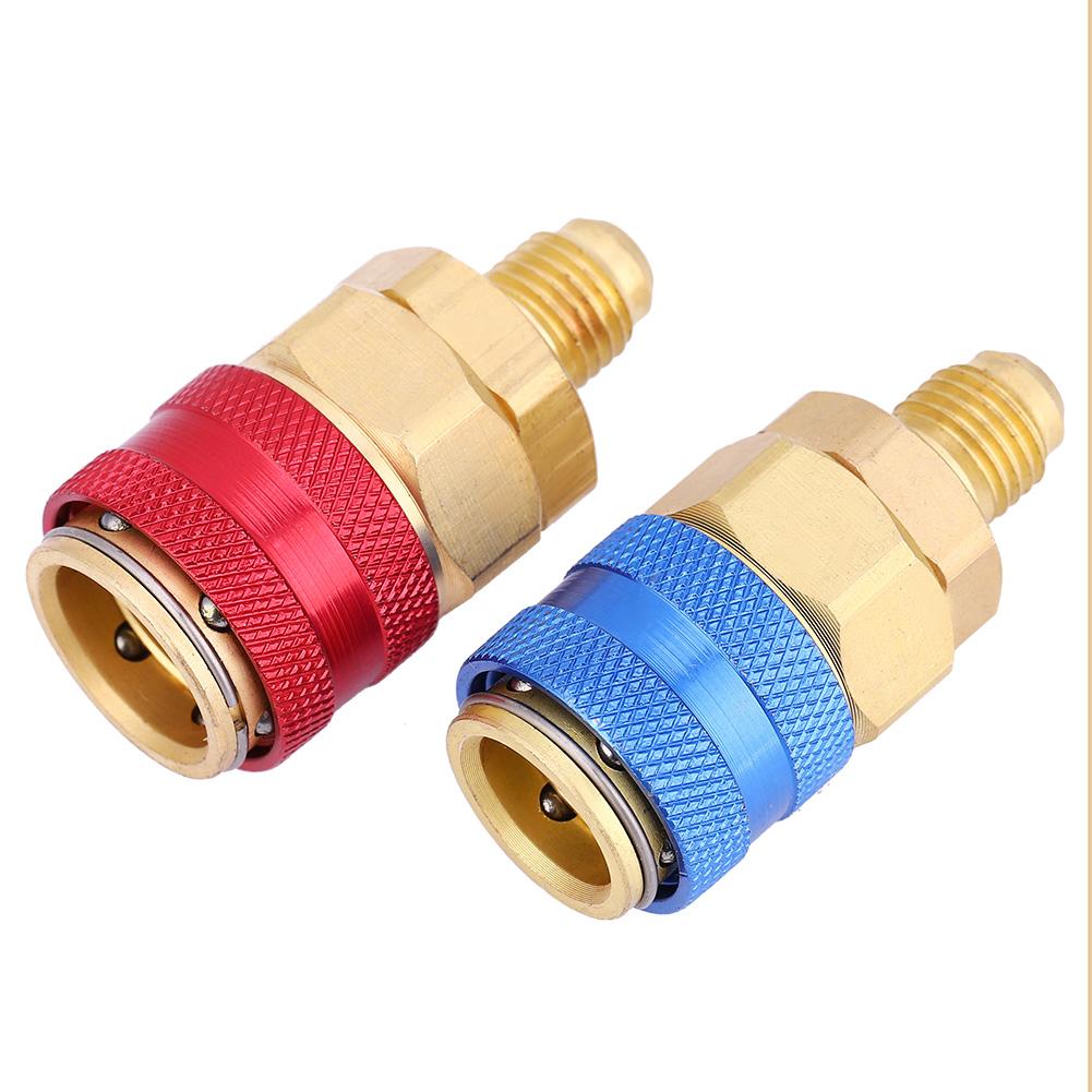 2Pcs Quick Couplers Adapter R134A High Low Pressure Manifold Automotive AccessoriesR134A