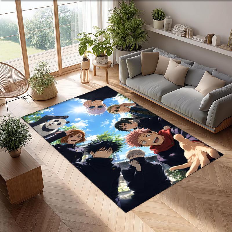 Soft Crystal Velvet Floor Rug,Jujutsu Kaisen Anti Slip Decorative Carpet, Plush Area Mat For Indoor Home Decoration