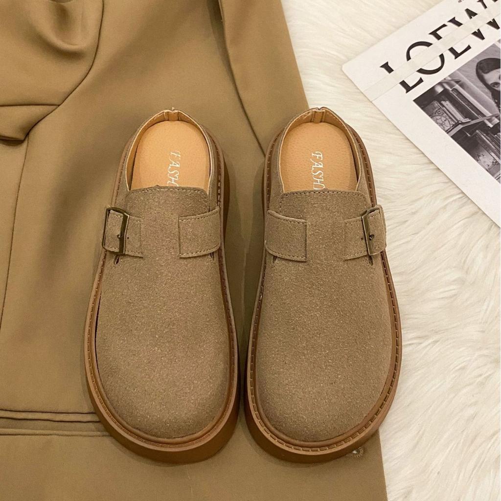 Platform-soled Boken Shoes Women's Bag Head Half Slippers Outer Wear 2025 Spring New Internet Celebrity Explosion Lazy One Foot Half Drag