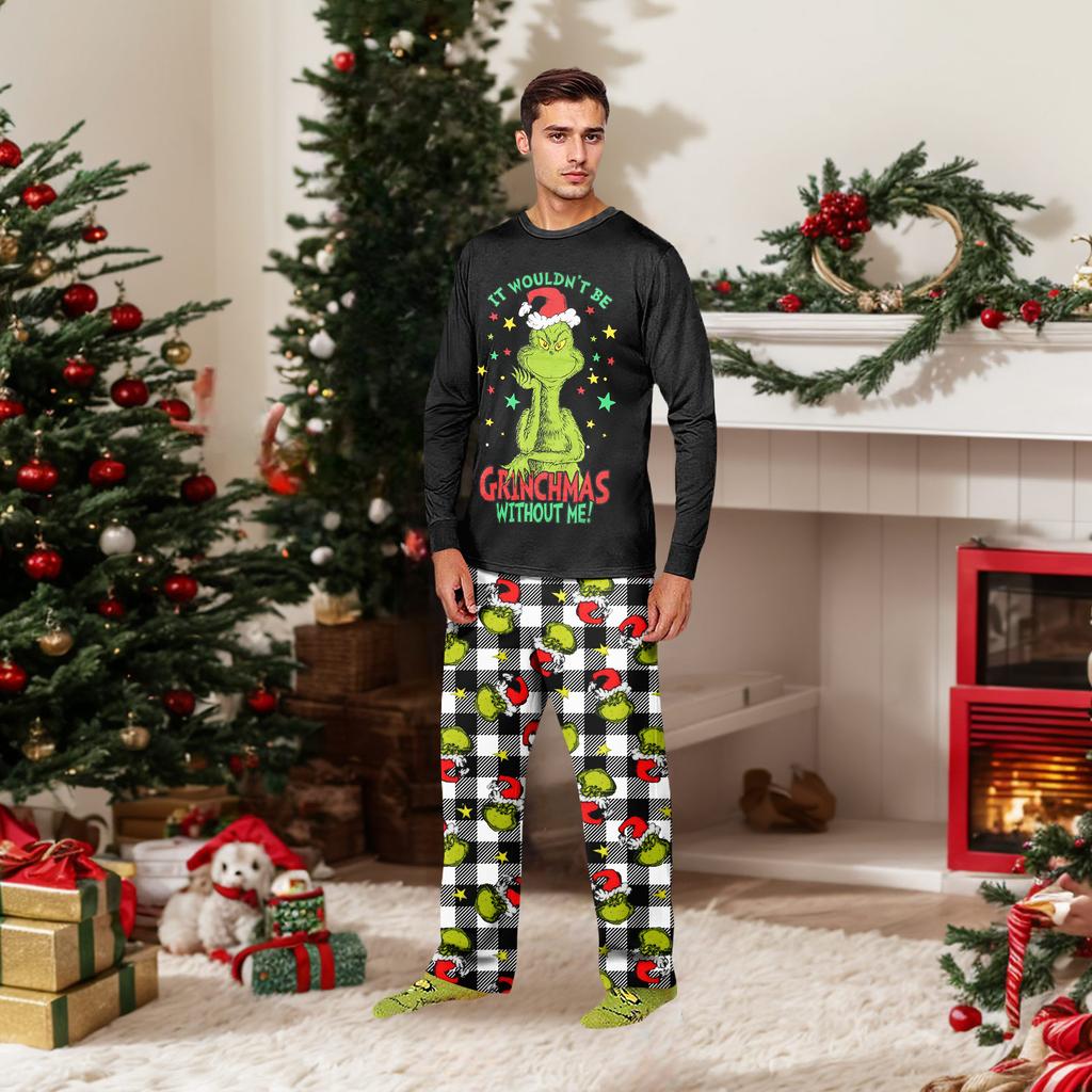 Christmas Print Cute Family Set Pajamas, Home Clothes, Family Set Long Sleeve Top Pants Set