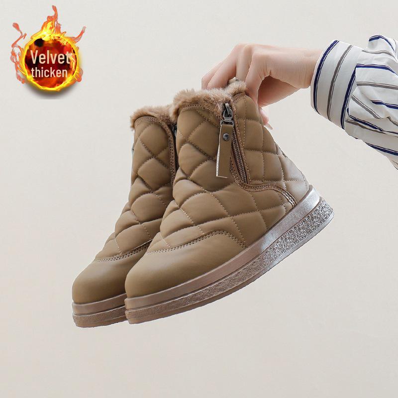 

Женские высокие зимние ботинки 2024 года с бархатной подкладкой, толстая подошва, теплый хлопок DY8888 36