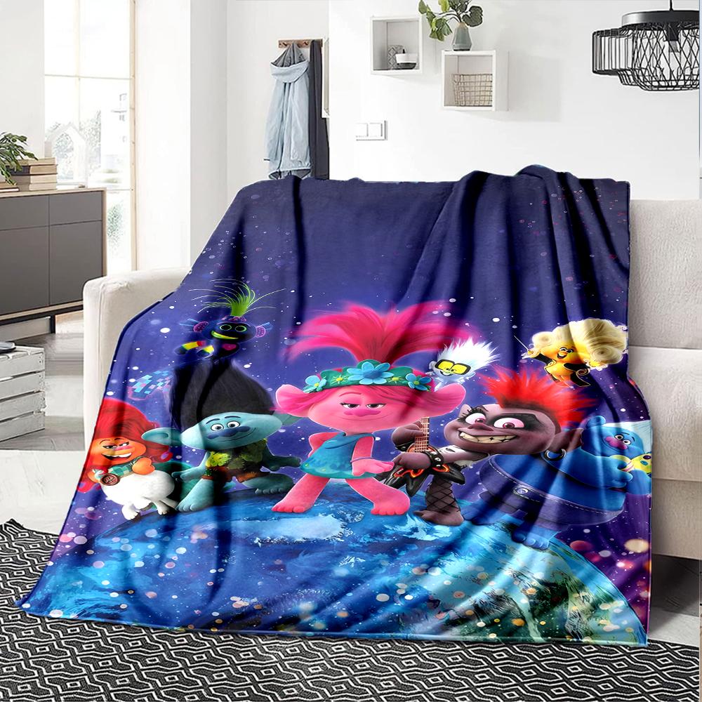 Trolls Theme Printed Blanket - Perfect for Couch, Bed, Travel & Outdoor Use | Machine Washable, Cozy & Durable.
