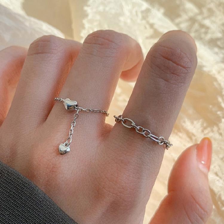 Temperament Silver Color Heart-Shaped Ring Cute Design Jewelry For Women